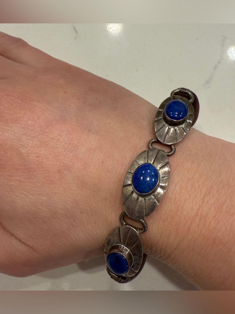 Sterling Silver and Lapis Link Bracelet